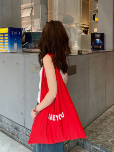 Large Capacity Letter Print Single Shoulder Bag Waterproof Shopping Tote Womens Fashion Canvas Bag Korean Style Youth Casual