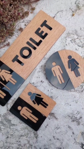 Papan Tanda Sign Board Toilet Akrilik Kayu Kotak