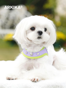สายรัดคอเดินเล่นสำหรับสุนัข ARKIKA ขนาดเล็ก เช่น Yorkie Maltese Teddy สายเดี่ยวหนังสำหรับเล่นกับสุนัข สายรัดคอแบบทึบ