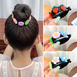 Kẹp Tóc Búi Vòng Đính Hoa Xinh Xắn Cho Bé Gái