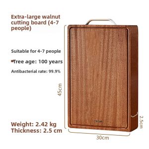 Antibacterial Anti-Mold Carote Wooden Cutting Board Rectangular Kitchen Fruit Cutting Board Real Wood Utensil for Home Use