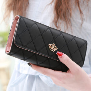 JIFANPAUL | Long Trifold Wallet with Multiple Card Slots Snap Closure Diamond Pattern