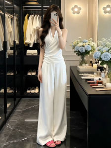 Karrar betsey | Bộ Áo Dài Cổ Cao và Quần Mầu Trắng Phong Cách Hàn Quốc Elegance Mùa Hè