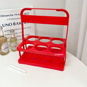 Portable Folding Beverage Storage Rack Beer Handheld Shelf Red Wine Frame Picnic Camping Storage Cup Holder Polished Surface