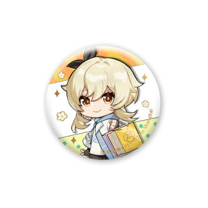 58 มม.เกม Genshin Impact Paimon Lumine Aether คอสเพลย์เครื่องแต่งกาย Badge Pin SPTE Tinplate เข็มกลัด Prop Xmas Gilf