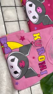 Stelan KUROMI Baju Harian Anak Perempuan Lengan Pendek Karakter Kekinian Usia Anak 0-6 Tahun Bahan Katun