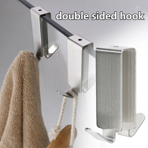 Stainless Steel Double Side Hooks Bathroom Shower Door Hook Over Glass Door Shower Towel Rack For Glass Wall Or Glass Door