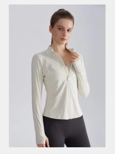 เสื้อคลุมโยคะออกกำลังกายคอสูงมีซิปสำหรับผู้หญิง ทรงเข้ารูป แขนยาว ระบายอากาศได้ดี สวมใส่สบาย ช่วงฤดูใบไม้ร่วง