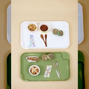 THPET แผ่นรองจานสัตว์เลี้ยง กันน้ำสัตว์เลี้ยงชามสัตว์เลี้ยงถาดอาหาร ซิลิโคนเกรดอาหาร ทําความสะอาดง่าย ป้องกันการรั่วซึม