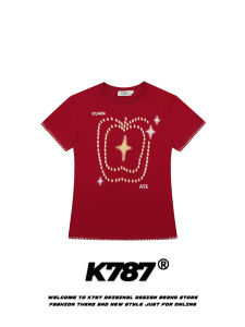 Áo Thun Tay Ngắn K787 Dành Cho Nữ Họa Tiết Trái Cây Họa Tiết Chấm Bi Dáng Ôm Chất Liệu Cotton Mùa Hè Phong Cách Thường Ngày