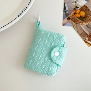 New Arrival Ins Cute Niche Style Wallet Ruched Two Fold Fabric Classic Style Card Storage Case ID Card Coin Purse for Women