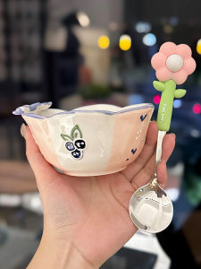 High Temperature Enamel Underglaze Ceramic Fruit Bowl Cute Petal Shape Personal Rice Bowl High Aesthetic Value Dining Utensils