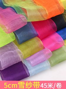 5cm Wide Organza Snow Yarn Ribbon Silk Ribbon Chiffon Ribbon DIY Material Ribbon Ribbon 5cm Snow Sand Accessories
