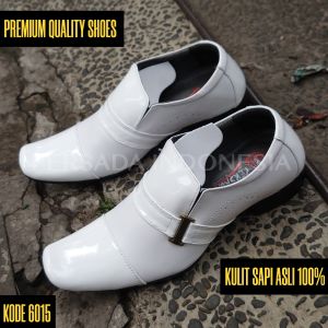 SEPATU PANTOFEL FORMAL PRIA ( GARANSI KULIT SAPI 100% ) MODEL 6039 PUTIH ( PREMIUM HIGH QUALITY )