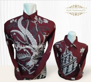 Batik  Couple Ayah dan Anak Katun Solo Premium Maroon