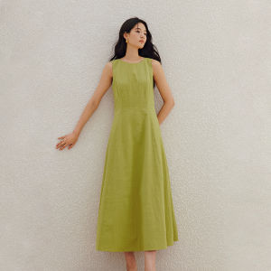 INMAN | Sleeveless Waist-cinching Dress Split Long Skirt