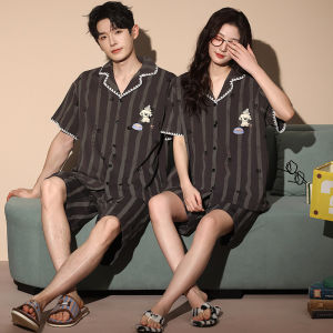 Cotton Short Sleeve Short Pants Cartoon Pajama Set Summer Wearable at Home