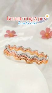GL 241 - Gelang Xuping Gelang Keroncong Kombi Ulir 3 Warna Terbaru Perhiasan Wanita lapis emas 18k - Cute