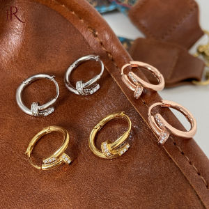 Frascati New High-Grade Zircon Metal Oval Gold Hoop Earrings For Woman Korean Fashion Jewelry Simple Delicate Accessories For Party Girls