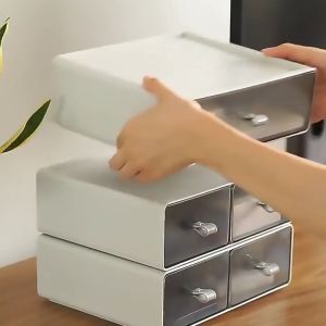 AEGIS Stackable Desk Organiser Desk Drawer 2 Colours One and Two Grids Table Storage Organiser Stack Up Drawers Large Size Organiser