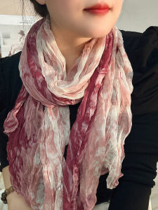 Khăn Choàng Lụa Dài Mùa Xuân Hè Che Nắng Cho Nữ Quấn Quanh Khăn Quàng Cổ Mùa Đông Phong Cách Hàn Quốc Họa Tiết in Dập Dày Polyester