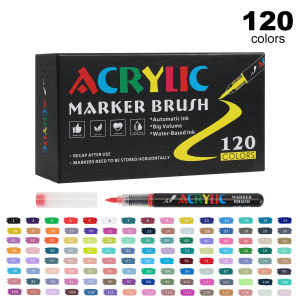 12-120 Colors Direct Liquid Soft Brush Tips Art Acrylic Markers For Painting Drawing Glass Wood Paper DIY Back To School