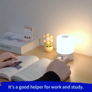 Touch Night Light LED Dimmable 3 Color USB Rechargeable Bedside Lamp with/Without Clock