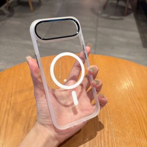 Metal Transparent Acrylic for Magsafe Case For iPhone 17 Air 16 15 14 13 12 Pro Max Plus SE4 16e Offcial Magnetic Armor Cover