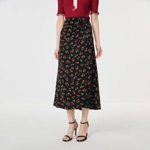 Koradior | Romantic French Floral A-Line Slim Fitting Skirt