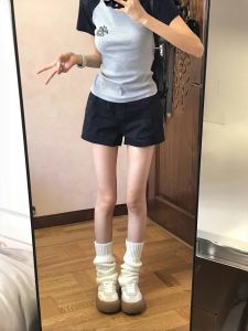 Quần Short Cotton Lanh Đen Rộng Rãi Cho Nữ Mùa Hè Quần Ống Rộng Cạp Cao Dáng Chữ a Quần Dài Đến Mắt Cá Chân