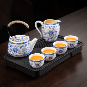 XIANGYE | Jade White and Blue Floral Ceramics Tea Set