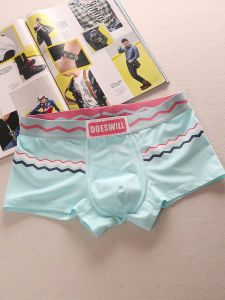 Japanese Style Fresh Personality Trendy Cotton Youth Mens Underwear Striped Cartoon Boys Boxer Shorts Mid-Low Waist Design