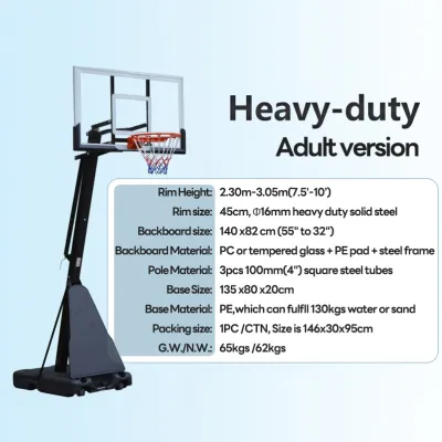 Heavy-duty Basketball Hoop Standard Adult Basketball Stand Portable basketball hoop with stand Adjustable Height 10FT