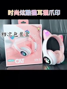 Purple BLACK Green Blue Pink Head-mounted RGB Lighting Cat Ear Headphone Cartoon Wireless Bluetooth Anchor Live Headset Long Battery Life Gaming Earbuds Wireless Earphone Sports Running Exercise Music Learn Good Sound Quality Noise Cancellation Reduction