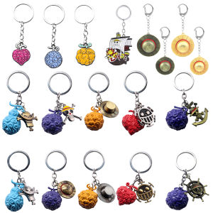 Japanese Anime One Piece Story Metal Devil Fruit Pendant Keychain Anime Fans Props Peripheral Gift Men Women Backpack Jewelry