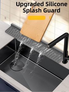 Foldable Silicone Drain Mat Faucet Splash Pad Narrow Strip Sink Slope Drain Pad Countertop Water Collection Mat Kitchen
