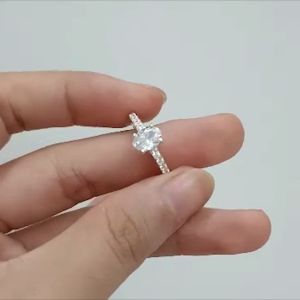 Nhẫn Nữ Bạc Đính Đá CZ Oval Cut Bạc 925 SILVERSA R10 - Trang Sức Nữ Đính Đá Sáng Lấp Lánh Sang Trọng