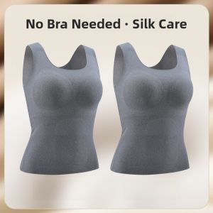 MiiOW | Warm Thermal Vest Womens No-Need-To-Wear Bra Outdoor Wearable Base Layer Shirt With Chest Pad Winter Close-Fitting Top