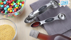 Stainless Steel Magnetic Measuring Spoons Set with Strong N45 Magnets Heavy Duty Metal Kitchen Gadgets for Baking & Cooking Fits Most Spice Jars Includes 8 Spoons and Leveler