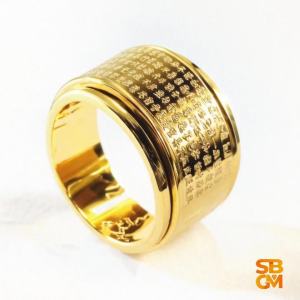 SBGM Jewelry Stainless Steel Rotating Buddhist Mantra Ring Great Compassion & Heart Sutra Spinner with Gift Box