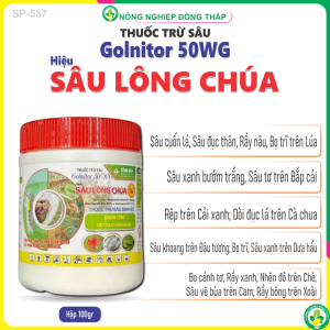 Thuốc Trừ Sâu Sinh Học Golnitor 50WG Hiệu SÂU LÔNG CHÚA – Đặc Hiệu: Sâu Rầy Rệp Trên Đọt Lá Thân Bông và Trái Non (Hộp 100gr)