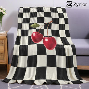 Classic Cherry Checkerboard Lightweight Microfiber Soft Christmas Fleece Blanket Warm Cozy Throw for Bed Sofa Travel All Season