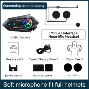 BT5.4 Motorcycle Helmet Intercom Headset Waterproof Motor Wireless Headphone Bluetooth Speakers Multi-scene Mixing Music Sharing