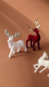Gold Deer Statue Reindeer Figurines Plastic Elk Sculpture Living Room Luxury Home Christmas Decoration Tabletop Ornaments