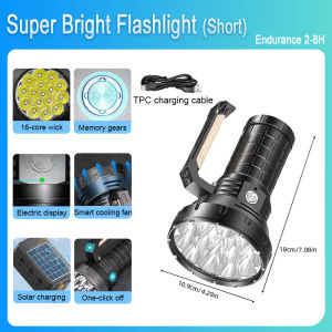 ESMARTER | Đèn Pin Cầm Tay Có Thể Sạc Lại 58000 Lumen Đèn Pin Siêu Sáng Với 16 Bóng Đèn LED Cree XHP50 Dành Cho Các Chuyến Thám Hiểm Ngoài Trời Tìm Kiếm Và Cứu Hộ Săn Bắn