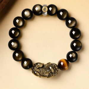 QINGXIANGTAI | Prosperity Attraction Real Natural Obsidian Beads Bracelet