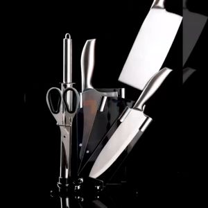 Bộ Dao Nhà Bếp Cao Cấp - Bộ Dao Inox 6 Món Nhật Bản Kèm Giá Đựng Dao - Dụng Cụ Nhà Bếp Cao Cấp