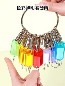 50Pcs Colorful Plastic Keychain Transparent Key Tags Label with Split Ring DIY Split Ring Numbered Name Baggage Tag ID Label Name Tags