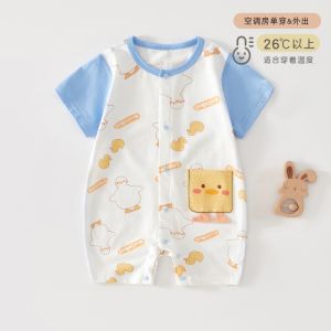 Onesie ทารกแรกเกิดน่ารักเป็นพิเศษแขนสั้นฤดูร้อนผ้าฝ้ายบางชุดนอนสําหรับเด็กทารกและเด็กผู้หญิงที่สมบูรณ์แบบสําหรับกลางแจ้ง