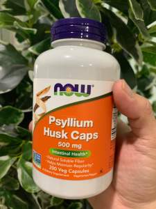 Viên uống chất xơ Psyllium Husk Now Mỹ 500mg - Hỗ trợ sức khỏe đường ruột nhu động ruột bổ sung chất xơ hòa tan tự nhiên làm mềm phân